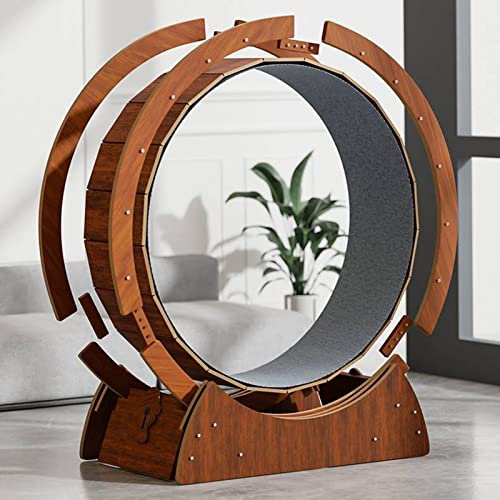 Katzenlaufrad Braunes Katzenlaufband für Hauskatzen, leises Katzenübungs-Riesenrad/Katzenradspielzeug, Katzenkratzbrett 80/90/100/110 cm, Größe: M-Durchmesser 90 cm