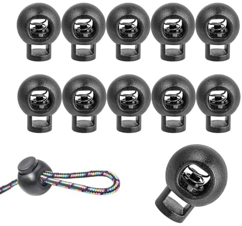 Tadipri 1-Loch Kordel Stopper, 10 Stück, In Schwarz, Bis Ø 5 Mm Kordel, Band Klemme Für Jacke, Sportkleidung, Rucksack, Gummikordel Stopper, Schnellverschluss Schnürsenkel, Schnur Rutsche