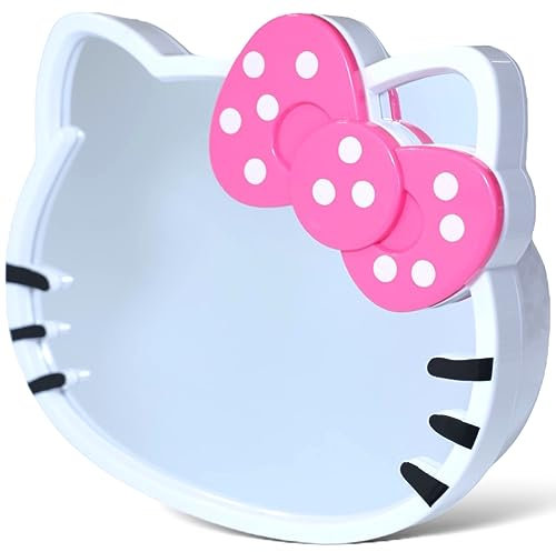 HandyCute® Hello Kitty Makeup Storage Mirror, Desk Mirror, Kitty Cat Shape-Kawaii &Vanity Makeup Mirror, Birthday Gift for Hello Kitty Fans