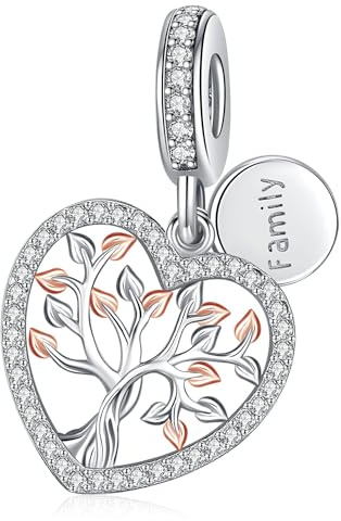Charms Arbre de la vie, Charms en Argent Sterling 925 avec 5A Zircone, Arbre de la vie Charme, Bijoux femme Compatible pour Pandora & Européen Bracelets