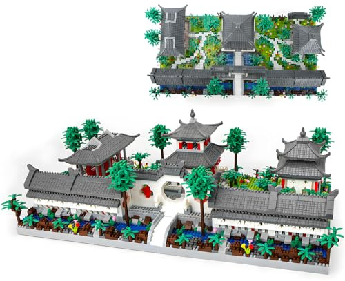Seyaom 4222 TLG. Mini Bausteinset Chinesische Suzhou Garten - Vorgarten | Mikro Architektur Botanical Collection Baukasten mit LED-Beleuchtung für Erwachsene und Jugendliche ab 14 Jahren