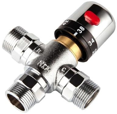 3-Wege-Thermostat-Mischventil aus massivem Kupfer, 3/4-Zoll-Solarwarmwasserbereiter-Ventil, Temperaturregelventil