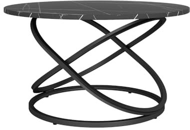 Vicco Couchtisch Calgary, Schwarz/Schwarzer Marmor, 79.5 x 62 cm mit große Arbeitsfläche