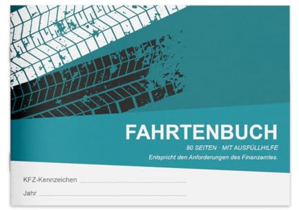 Fahrtenbuch DIN A6 | Finanzamtkonform für PKW | 80 Seiten mit Ausfüllhilfe | Fahrtenbücher 1er, 2er, 3er, 5er oder 10er Pack | zur Dokumentation geschäftlicher und privater Fahrten (2 Stück)