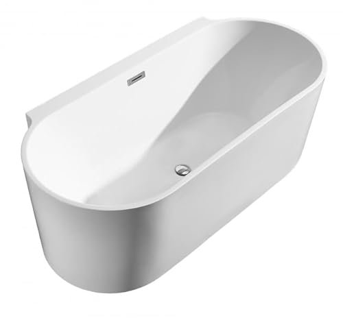 BRAIDER RESTIA OVAL Freistehende Badewanne Wand Acryl Weiß 160 x 75 cm