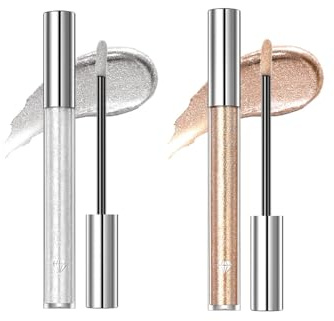 Dyceittdia 2pcs Barras de Labios Líquidas, 2.4g Barras de Labios Plateadas y 2.4g Pintalabios Dorado Claro, Brillo de Labios Antiadherente, Color de larga Duración, lipsticks1