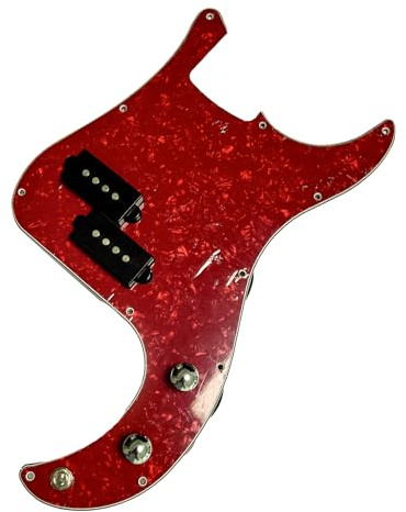 Loaded PB Bass Pickguard Scratch Plate Prewired Pickup, Precision Pickguard Plate with 2 Pickup Kit for Fender Precison P Bass Part (Red Pearl)