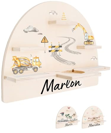 Bärenfreunde personalisiertes Tonie Regal für Kinderzimmer - Magnetisches Toniebox Regal für Toniebox1 & 2 Plus Figuren mit abgerundeten Ecken & Kanten (Baustelle)