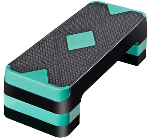 HomGarden Verstellbarer Aerobic-Stepper für Fitness und Training, 67,3 cm, mit Erhöhungen, verstellbar von 10,2 cm – 15,2 cm – 20,3 cm, Grün