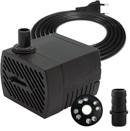 Mini bomba de agua 4 W, 280 L/H 110 V-220 V, 8 LED, para acuarios y estanques, fuentes, bombas sumergibles con 2 boquillas, adecuadas para acuarios pequeños