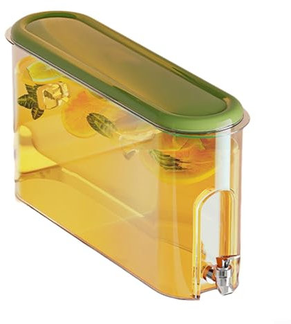 Kühlschrank-Krug mit Wasserhahn, großes Fassungsvermögen, für Früchte, Tee, Getränke, versiegelter Kunststoff-Getränkespender, 34 x 9,5 x 18 cm (grün)