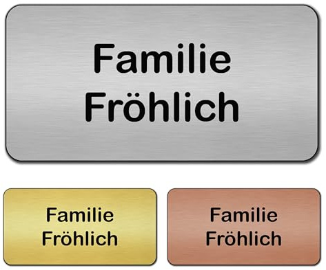 banjado® Türschild Bronze personalisiert/Graviertes Klingelschild selbstklebend oder als Namensschild Briefkasten versch. Größen & Designs/Hausschild personalisiert für Draußen mit Namen Gravur 1