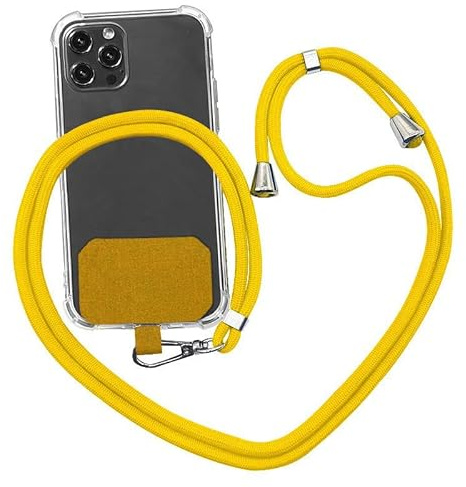 puyu zhe Universal Detachable Mobile Phones Crossbody Neck Cord Strap With Keychain And Patch,Adjustable Lanyard Compatible For Most Smartphones(Yellow)