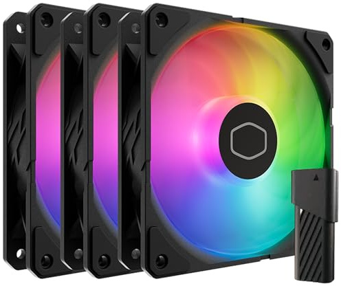 Cooler Master SickleFlow Edge 120 ARGB 3-Pack Fan Kit - 3x120mm fläktar (690–2500 RPM, PWM), högt luftflöde (70,7 CFM) & statiskt tryck (3,61 mmH2O), ARGB Gen 2, LED-kontroller, 32,8 dBA max. - Svart