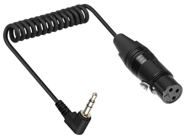 RIIEYOCA 90 Grad 3.5mm auf XLR Spiralkabel Kurz, XLR 3Pin Weiblich auf Rechtwinkligen 1/8 Zoll Klinke TRS Männlich Stereo Mikrofon Audiokabel für MP3 Spieler, Telefone, Laptops (50cm / 1,65ft, F)