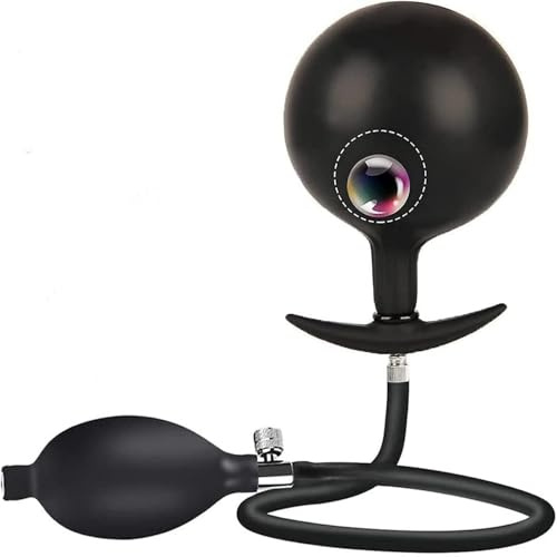 Inflatable Anal Plug with Built-in Steel Ball, Expandable Silicone Vaginal and Anal Dilator for Women, Prostate Massager for Men, Unique Leakproof Ring and Metal Connector, Stimulating Sex Toy