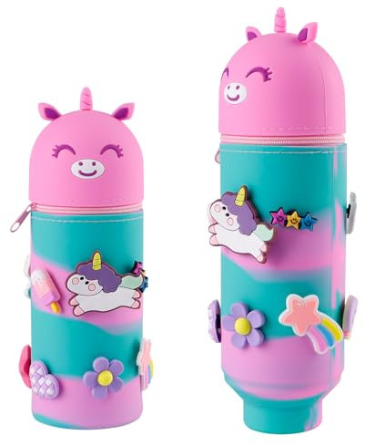 Dowdiles Federmäppchen aus Weichem Silikon,Cartoon Federmäppchen,Stand Up Federmäppchen,Tier Stifthalter,Niedliche Schulbedarf,Stifte Mäppchen,Stifthalter Bleistifttasche Mädchen Junge