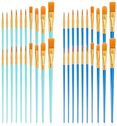 40 Pcs Small Nylon Paint Brushes Set for Watercolor, Oil, Gouache, Acrylic, Face Art, Models and Nail Art