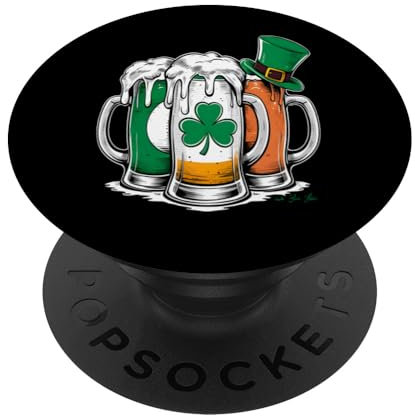 Chope à bière Saint Patrick Trèfle irlandais PopSockets PopGrip Adhésif