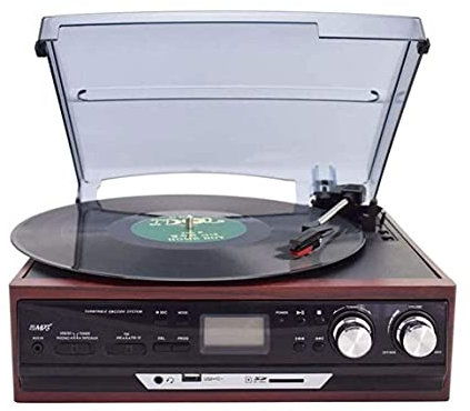 WDWDW Tocadiscos Retro, gramófono, Tocadiscos, Reproductor Bluetooth/FM, Tocadiscos Vintage, clásico, Negro, Estilo Vintage