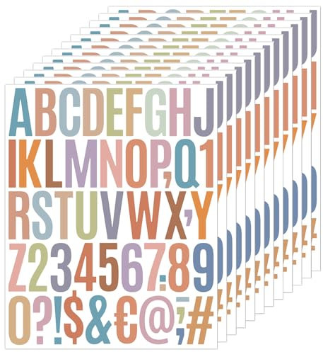 Janety Lettres autocollantes, 12 feuilles 5 cm de lettres autocollantes Morandi, En vinyle imperméable pour boîtes aux lettres, panneaux de signalisation et maisons, décoration DIY