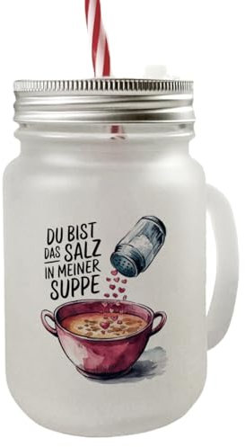Du bist das Salz Mason Jar Henkel Trinkglas mit Deckel Salzstreuer und Suppe Lustiger Spruch für stilvolle Getränke-Momente