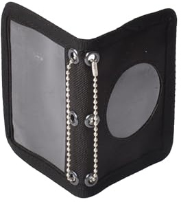 COP® Umhänge-Dienstausweismäppchen OHNE Druck, rund,Scheckkartenformat, Cordura® / rundes Fenster, mit Kette