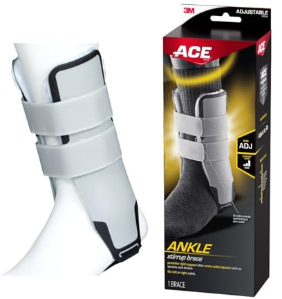ACE Brand Adjustable Stirrup Ankle Brace, Left or Right Firm Support Ankle Brace for Sprained Ankles and Injury Recovery, Features Pre-Inflated and Adjustable Air Cells for Improved Comfort