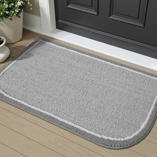 SIXHOME Felpudo Entrada 50x80cm, Alfombra Antideslizante para Interiores con Ribete Duradero, Tapete Entrada Lavable Que Atrapa la Suciedad, Felpudo Absorbente para el Pasillo, la Cocina, Gris