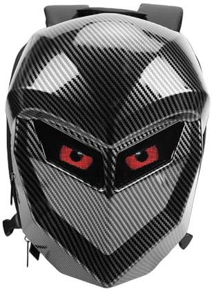 Luocute LED -motorcykelryggsäck, 17in DIY Programmerbar Färgskärm 20L Hardshell Hjälmväska med 3D -vattentät Material för Ridning (Kolfibermönster)