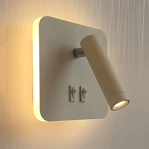 XYNSNDB Lampade da Parete Applique Faretti da Lettura per testiera incorporata Lampada da Parete a LED per Lettura sul Comodino, Applique da Parete con Finitura Satinata con Lampada per Montaggio a