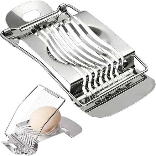Aurafly Affettatrice per uova, in acciaio inox, resistente, multifunzione, manuale, per uova sode, fragole, banane, perfetto per colazione e insalate