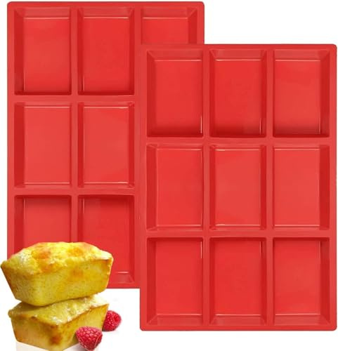 2PCS 9-Cavity Silicone Mini Loaf Pan, Mini Brownie Baking Tin, Non-Stick Mini Bread Baking Moulds, Small Loaf Baking Tray for Mini Bread, Brownie, Cornbread, Cheesecake, Meatloaf, Soap, Ice Cube