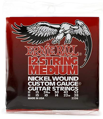 Ernie Ball Medium-E-Gitarrensaiten, für 12-Saiter, Nickelwicklung, Stärke 11–52
