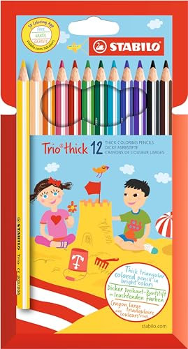 STABILO Trio-Thick Dreikant-Bleistift, 12 Farben