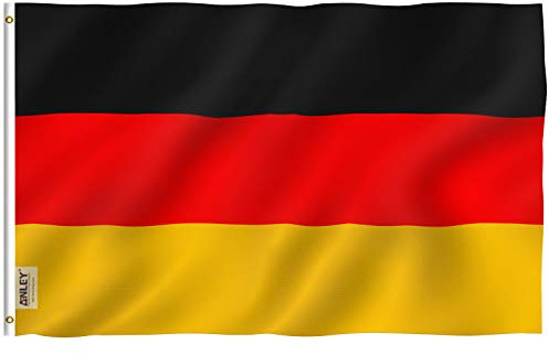 ANLEY Fly Breeze Bandera de Alemania de 3 x 5 pies, color vivo y resistente a la decoloración UV, cabecera de lona y doble costura, banderas alemanas de poliéster con ojales de latón