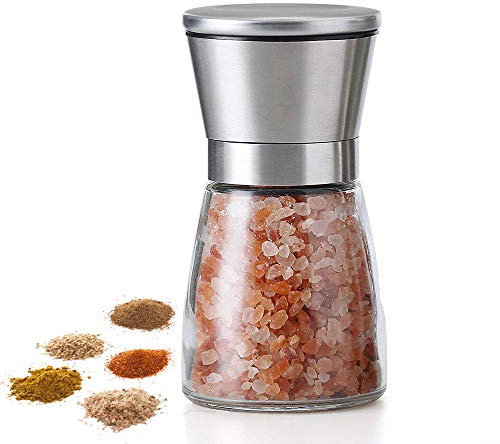 Salzmühle und Pfeffermühle Set Premium Edelstahl Salz- und Pfefferstreuer mit einstellbarer Grobität Salz und Pfeffermühlen aus Glas Gewürzmühle mit Keramikmahlwerk