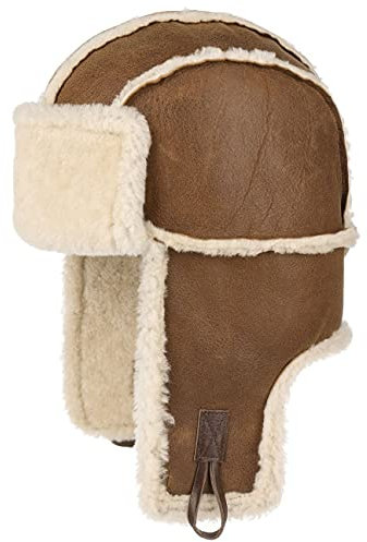 LIERYS Highfly Leder Fliegermütze Piloten-Stil Unisex Herbst Winter braun S (54-55 cm)
