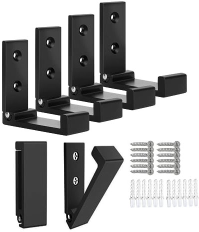 OHIYO 6Pcs Foldable Hooks for Hanging Coat & Bags & Hat & Key Wall Mounted Heavy Duty Aluminum Alloy Folding Coat Hooks with 12pcs Screws for Headphones Holder or Wall Hanger Hook (Black)