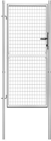 vidaXL Gartentor Gartentür Zauntor Gartenpforte Zauntür Hoftor Gartenzaun Pforte Metalltor Einzeltor Hoftür Tor Verzinkter Stahl 105x225cm Silbern