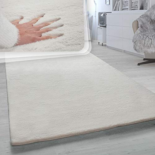 Paco Home Hochflor Teppich Für Wohnzimmer Softes Kaninchenfell Imitat Kunstfell In Beige, Grösse:200x290 cm