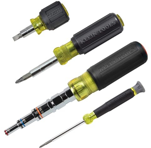 Klein Tools 80019 Tool Set, Multi-Bit Screwdriver and Nut Driver Tool Kit, 28 Different Industrial Strength Bits and Sizes, 4-Piece, Black