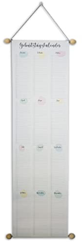 RNKVERLAG Geburtstagskalender jahresunabhängig, Maße 230 x 891 mm, mit Kordel zum Aufhängen, 1 Stück