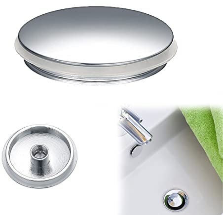 Sink Plug 38mm Bath Vanity Drain Plug, Bathroom Sink Drain Plug, Brass Faucet Hole Cover Pop Up Click Plug, Brass Polished Chrome Pop Up Click Track Plug for Tub Sink Kitchen