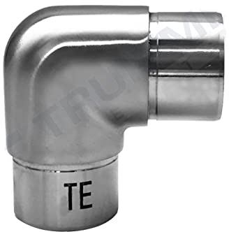 Edelstahl Steckfitting Rohrverbinder Rohrbogen Flansch Verbinder Geländer V2A (Ø 42,4 mm, Eckbogen 90° abgerundet)