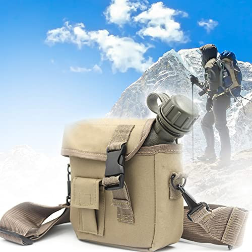 Bouteille d'eau tactique militaire d'extérieur - Flasque portable anti-fuite - Sac camouflage pour camping, randonnée, chasse - 2 l (2 L, boue)