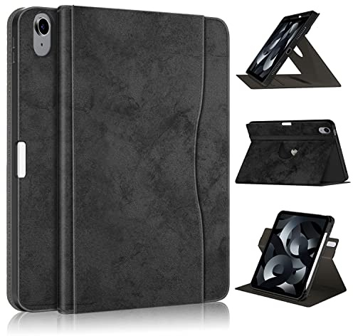 TOPCASE Kompatibel med iPad Air 5:e generationen fodral 2022, smart stativfodral iPad Air 4:e generationen fodral med pennhållare, svart
