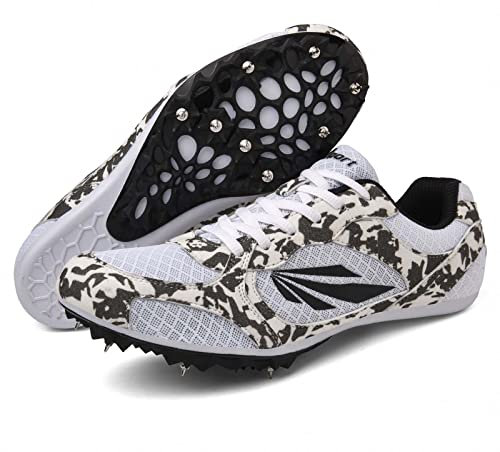 SDEQA Spikes Leichtathletik Herren Laufschuhe Trainingsschuhe strapazierfähige Sprint-Laufschuhe Weitsprung-Leichtathletik-Sneaker,Weiß,40