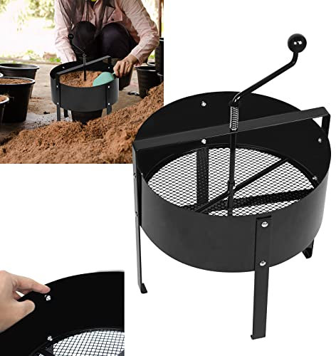 YUENFONG setaccio per pavimenti, setaccio a manovella, setaccio da giardino rotante, setaccio per compost con vaschetta a rete, setaccio per sabbia, setaccio per compost per terra, pietre, sabbia