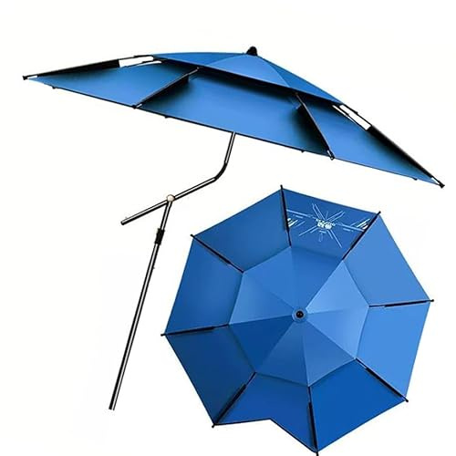 EMENAR Parasol De Plage Portable 200/220/240/260cm, Parasol De Pêche Avec Mécanisme D’inclinaison, Parasol Extérieur Pour La Pêche À La Plage, 360° Rotatif (Color : Blue, Size : 200cm/6.5ft)